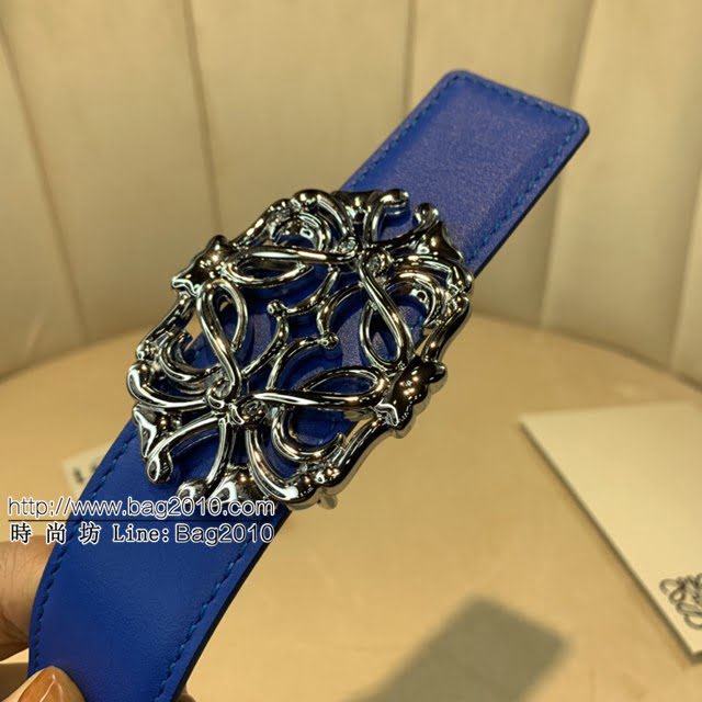 LOEWE女士皮帶 羅意威經典銅扣手掌紋雙面牛皮腰帶  jjp1804